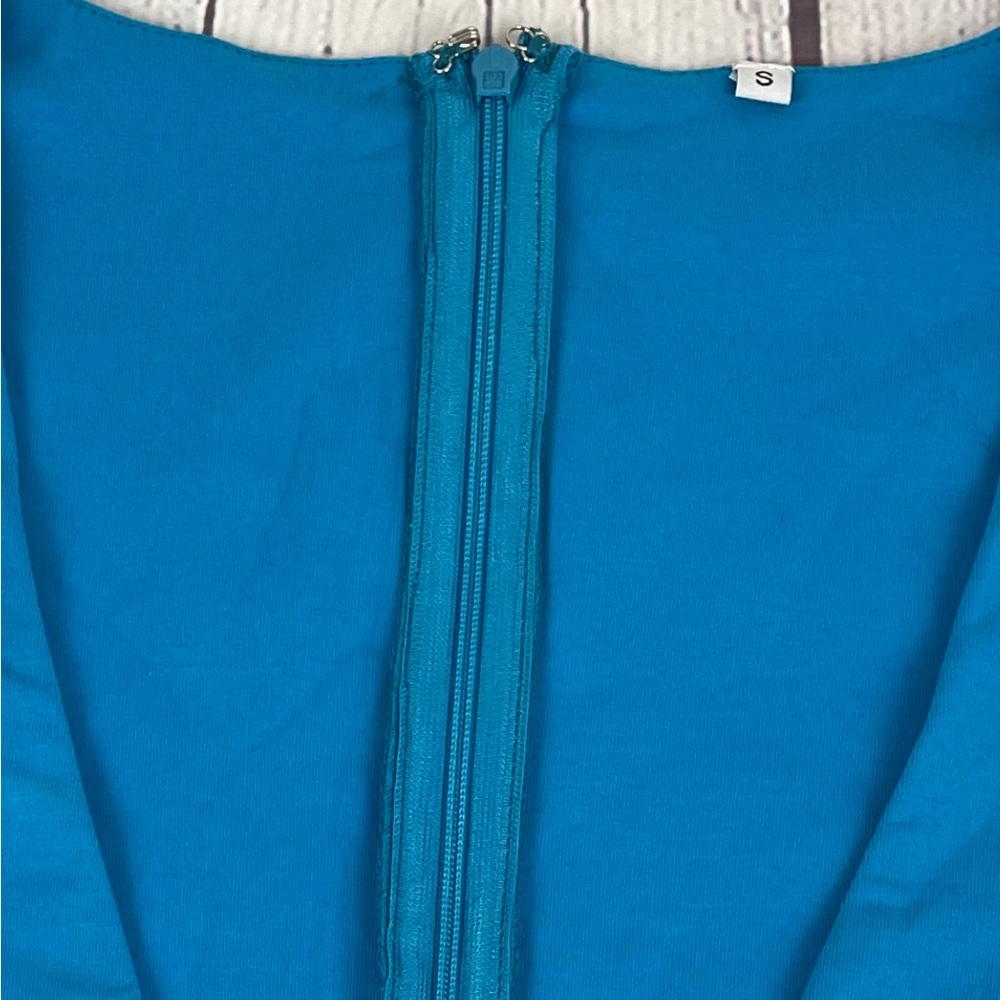 Revolve By The Way Minnie Deep V Dress Ruched Bodycon Size Small Blue - Picture 10 of 15
